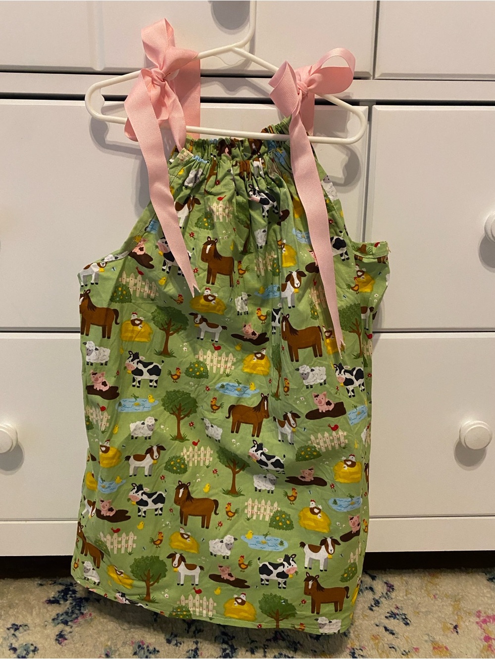 Handmade Farm Animal Tie-Shoulder Dress / Size 2T